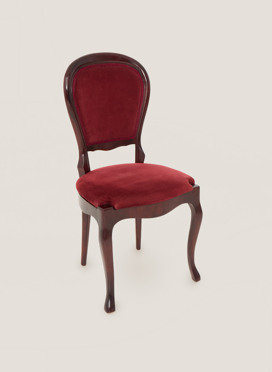Silla vintage caoba tapizada granate
