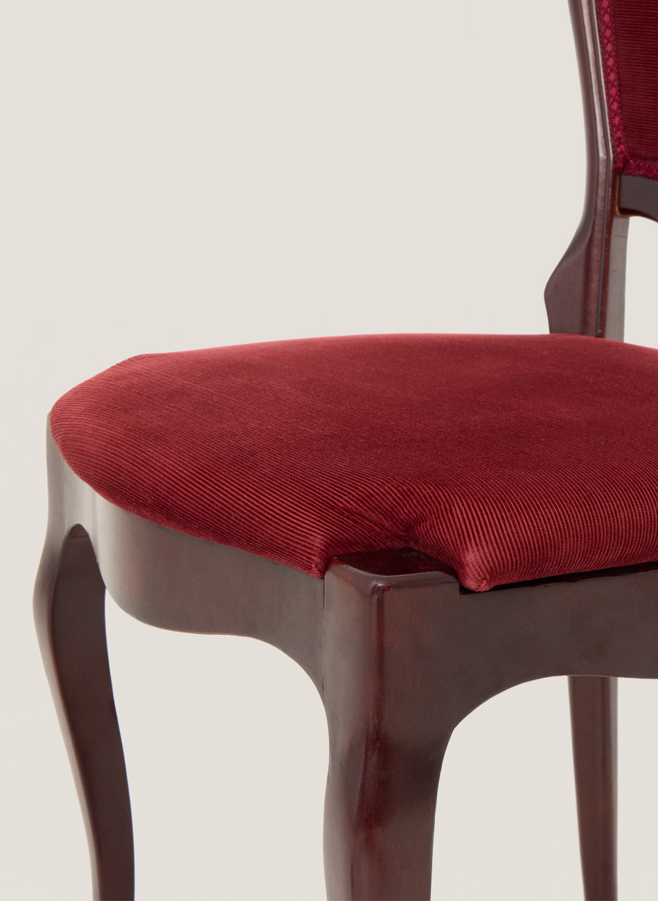 Silla vintage caoba tapizada granate