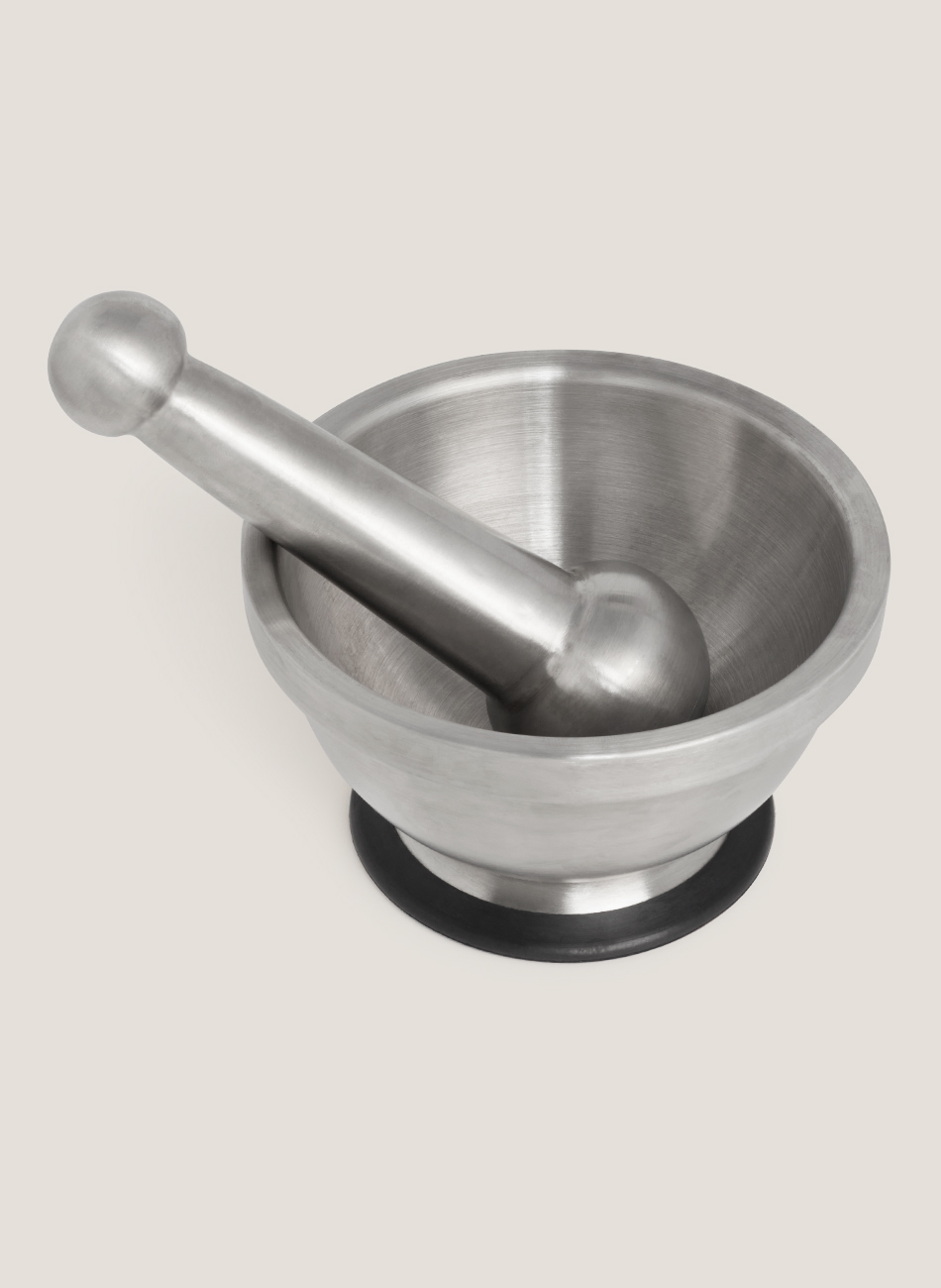 Mortero inox + mazo