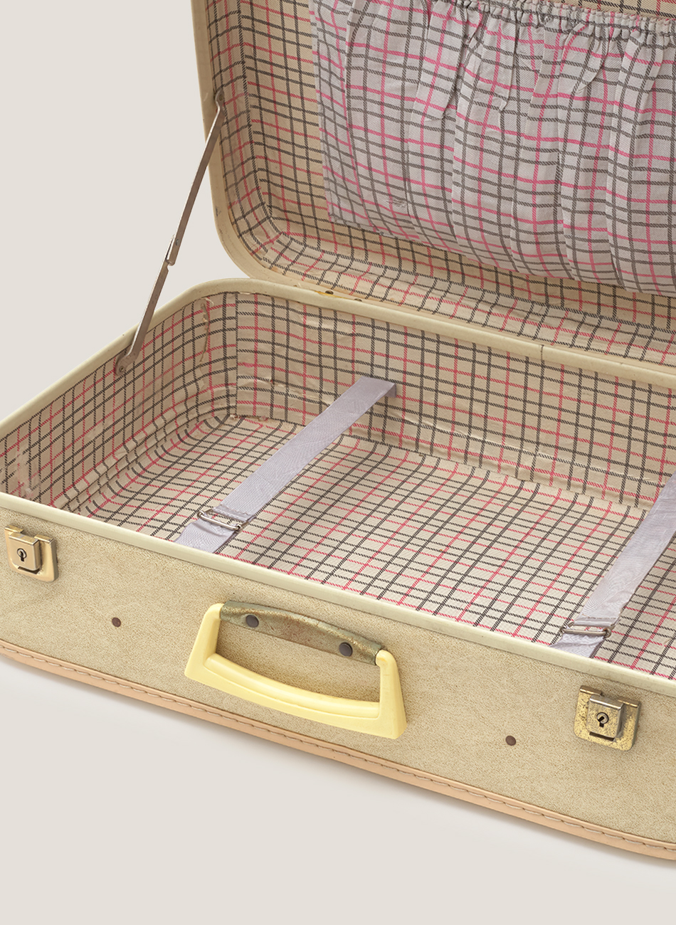 Maleta vintage piel marfil