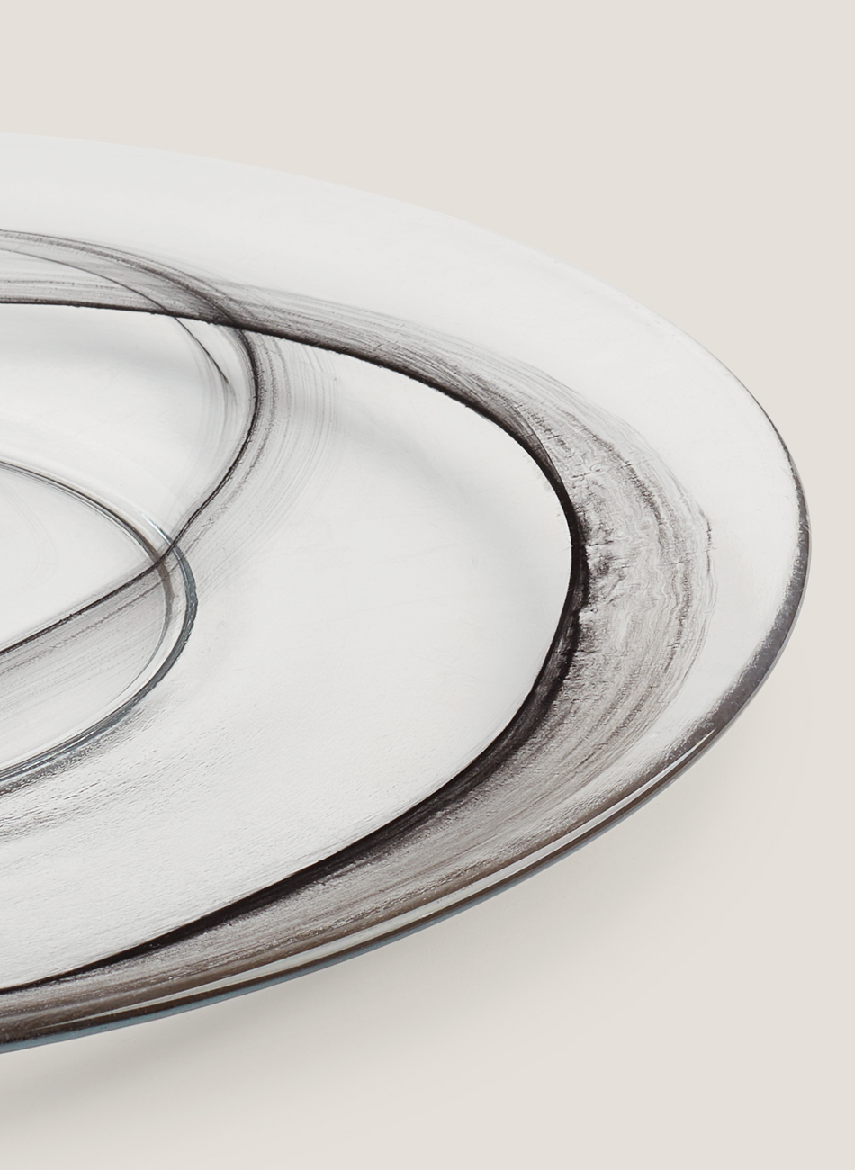 Plato cristal pinceladas negras