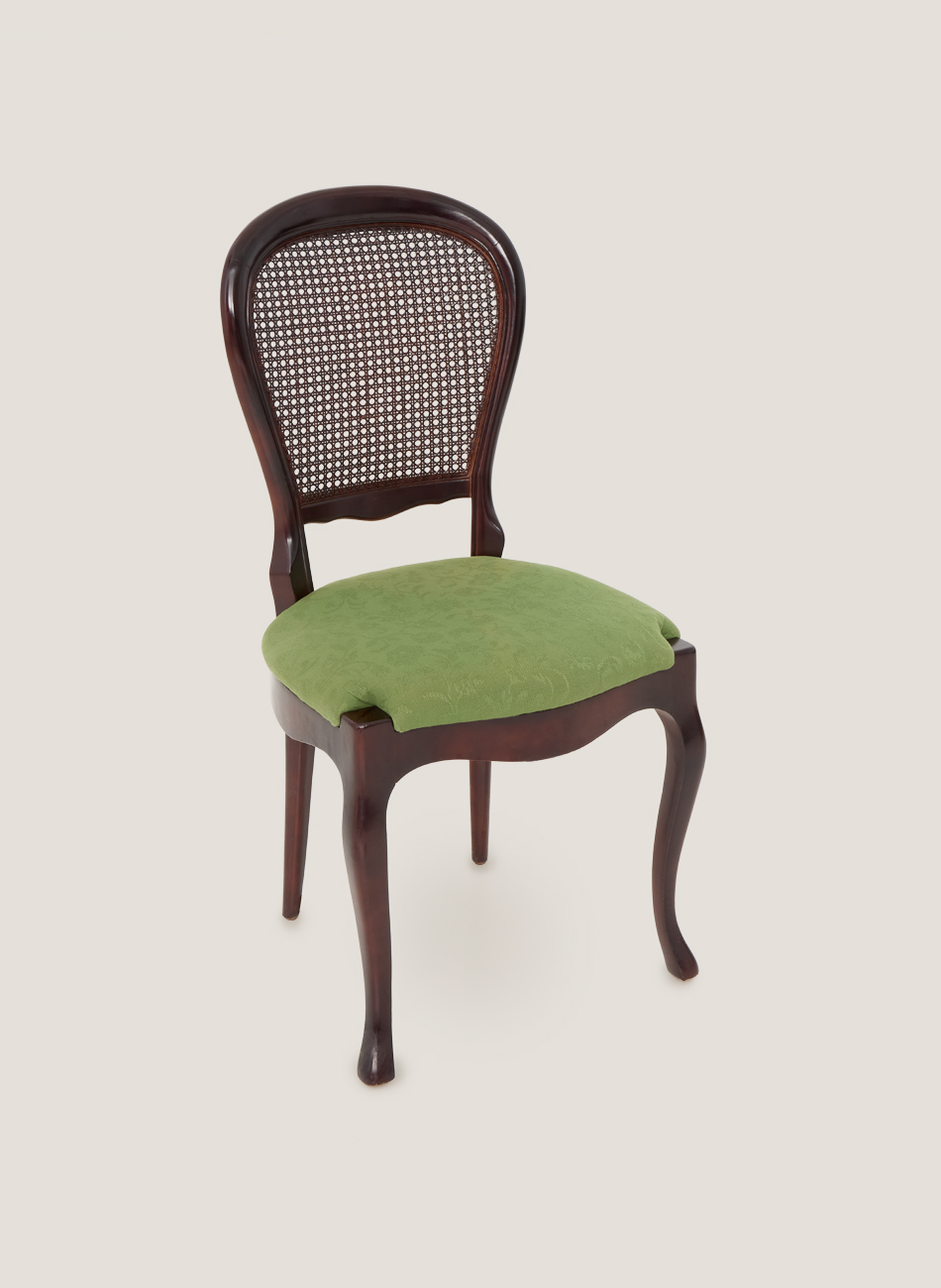 Silla vintage caoba asiento blanco